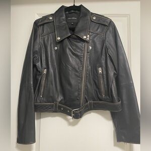 Lucky Brand Black Leather Moto Jacket